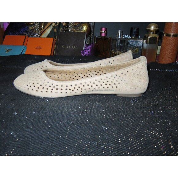 Lucky Brand 2 Pairs Enorahh Kid Suede Leather Laser Cut Ballet Flats in Tan size - Picture 3 of 13